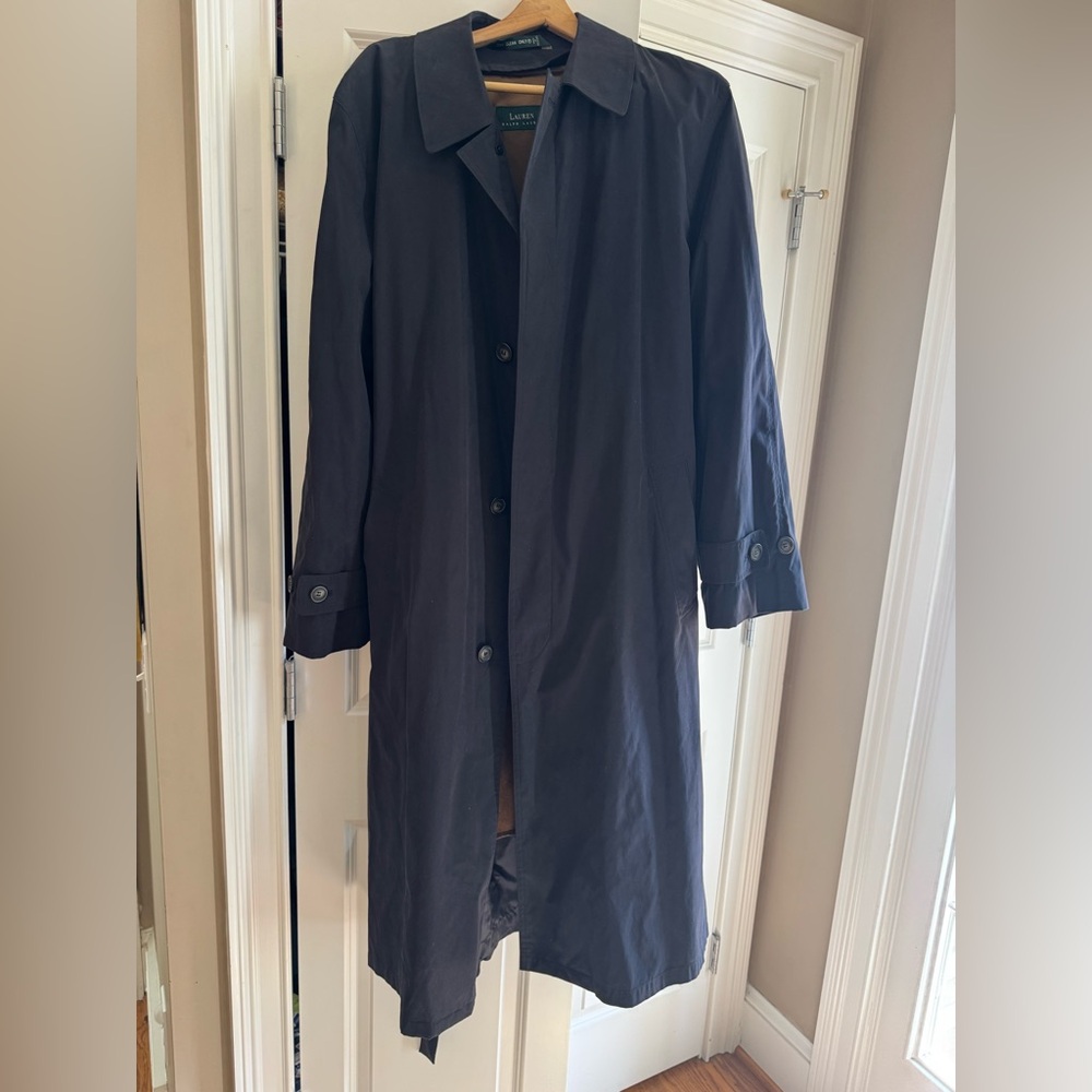 Ralph Lauren Dark Navy Single-Breasted Trench Coat
